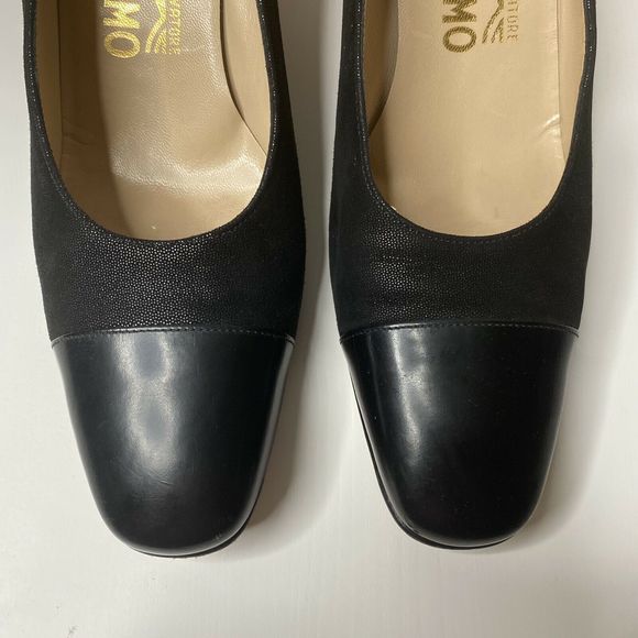 Salvatore Ferragamo Pumps Sz 7.5 AA Square Toe - Picture 3 of 8